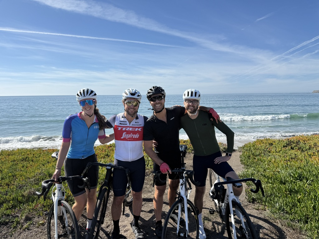 Gabriel cycling with friends