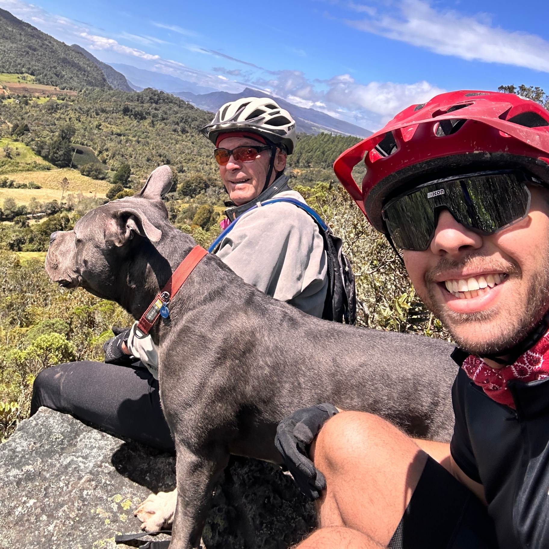 Gabriel mountain biking with his father